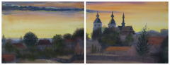 Iwona Piszczelska -Kościół w Goniądzu - akryl/papier - 2 x 37x48